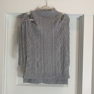 New York and company sweater. Shoulders cut out. Low Turtleneck small. Gray/blue